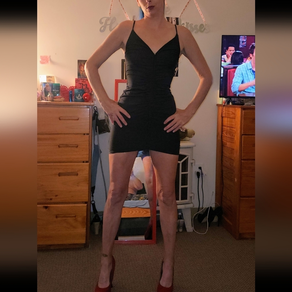 Blue Blush Black Mini Dress